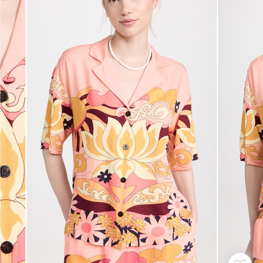 Scotch & Soda Camp Shirt With Placed Print size 38 / US 6 or small